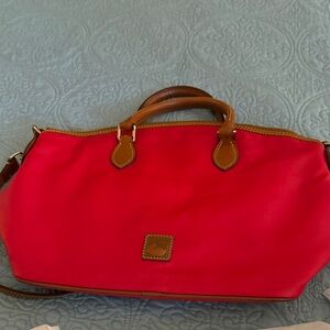 Dooney & Bourke Bright red  Nylon Satchel with leather Tan Accents